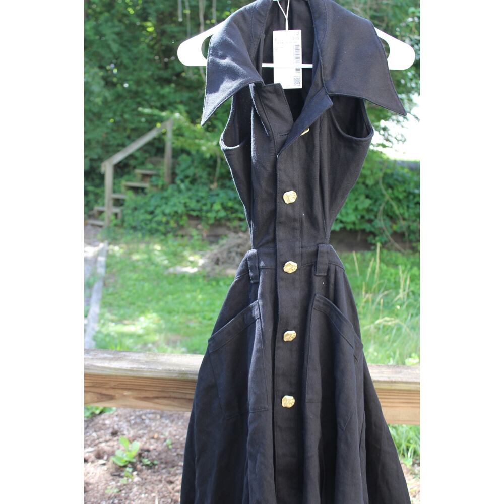 Urban Revivo Black Cut-Out Sleeveless Denim Maxi Dress π€β¨ | Size 4 - Picture 9 of 13